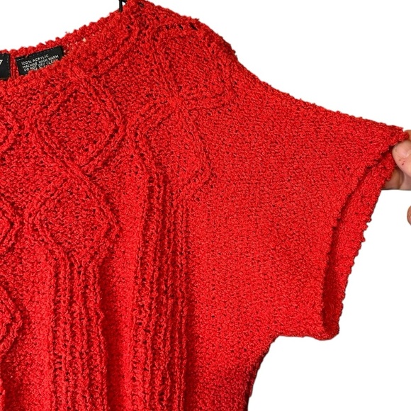 Vintage Organically Grown Sweaters Knit Sweater Cropped Red Soft Acrylic Holiday - Picture 5 of 12